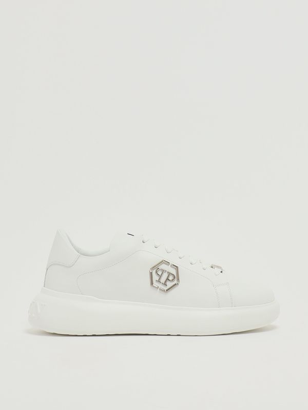 1. Low Top New Basic Hexagon Turnschuhe aus Leder Weiß Philipp Plein faesusc0804ple075n