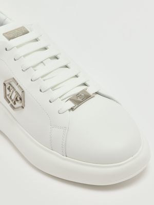 5. Low Top New Basic Hexagon Turnschuhe aus Leder Weiß Philipp Plein faesusc0804ple075n