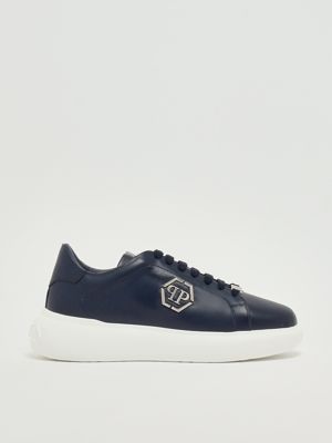Low Top New Basic Hexagon leather sneakers for men Navy blue Philipp Plein