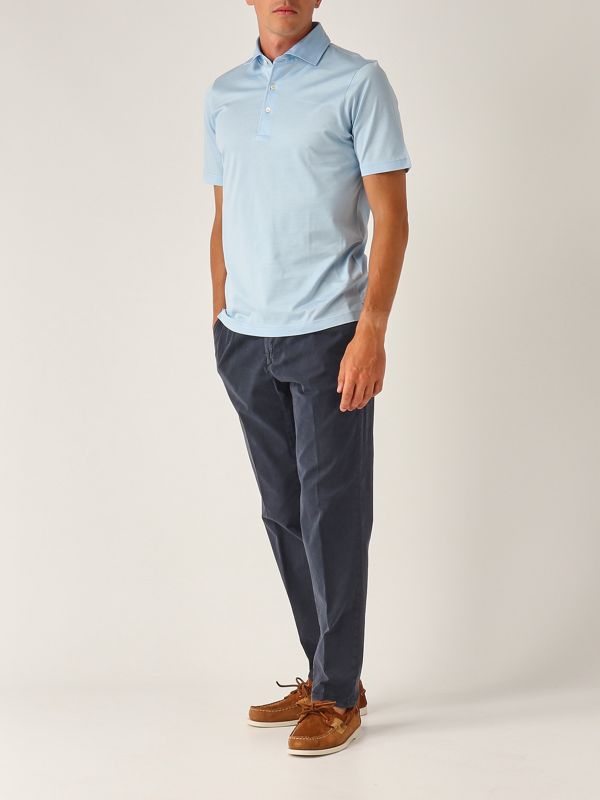 5. Polo uomo in cotone filo di scozia Celeste Gran Sasso 6010374060