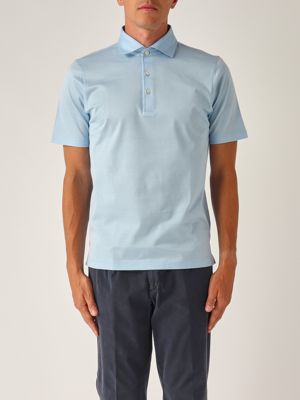 1. Polo uomo in cotone filo di scozia Celeste