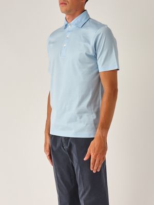 2. Polo uomo in cotone filo di scozia Celeste