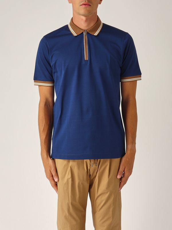 1. Cotton lisle thread polo shirt for men Blue-Camel Gran Sasso 6014774219