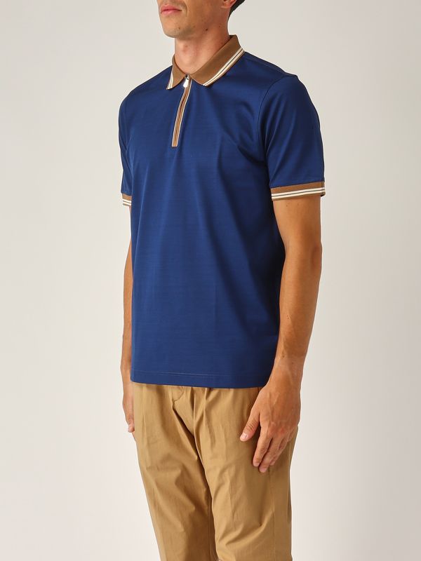 2. Cotton lisle thread polo shirt for men Blue-Camel Gran Sasso 6014774219