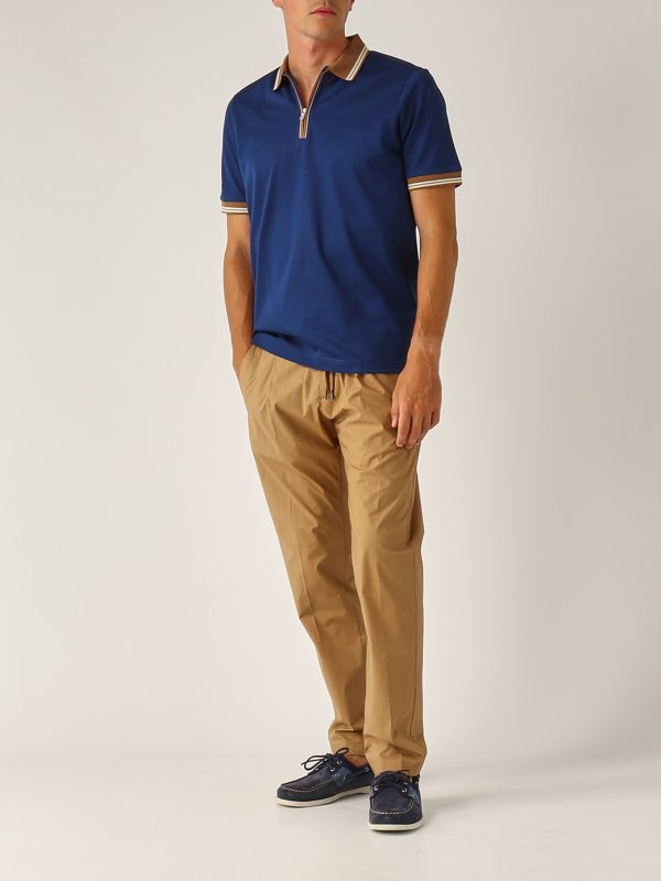 5. Cotton lisle thread polo shirt for men Blue-Camel Gran Sasso 6014774219