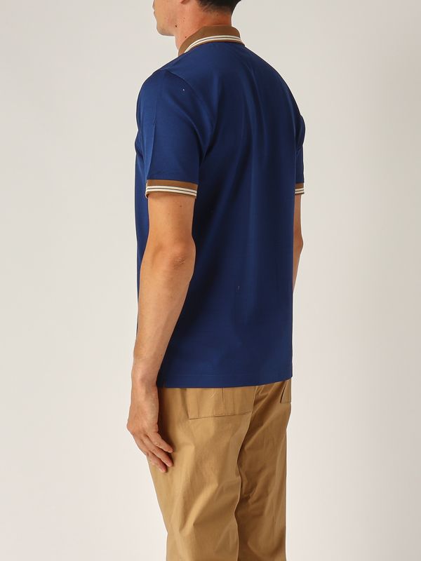 3. Cotton lisle thread polo shirt for men Blue-Camel Gran Sasso 6014774219