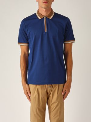 1. Cotton lisle thread polo shirt for men Blue-Camel
