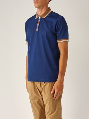 2. Cotton lisle thread polo shirt for men Blue-Camel