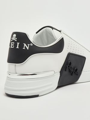 5. Hexagon Low Top nappa leather sneakers for men White-Black