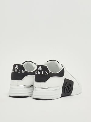 3. Hexagon Low Top nappa leather sneakers for men White-Black