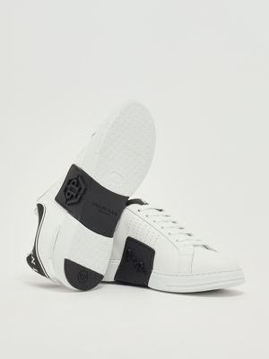 4. Hexagon Low Top nappa leather sneakers for men White-Black