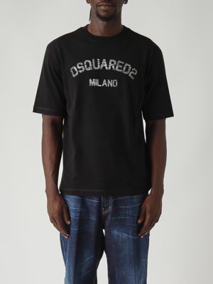 Dsqaured2 cotton T-shirt with rubberized print for men
