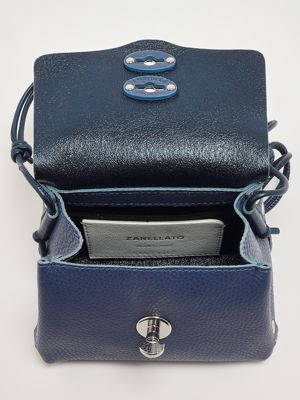 5. Borsa donna Postina Daily Night Super Baby in pelle martellata e laminata Inchiostro Zanellato 0684500720000 sb