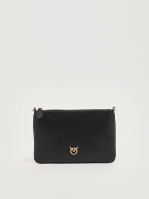 Flat Classic leather bag for women Black Pinko