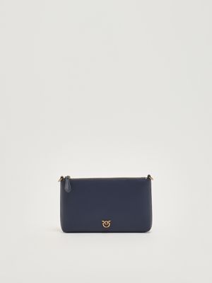 Borsa donna Flat Horizontal Mini in pelle Indaco Pinko