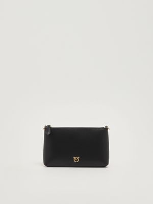 Flat Horizontal Mini leather bag for women Black Pinko