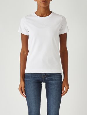 T-shirt Bussolotto en coton pour femme Blanc Pinko