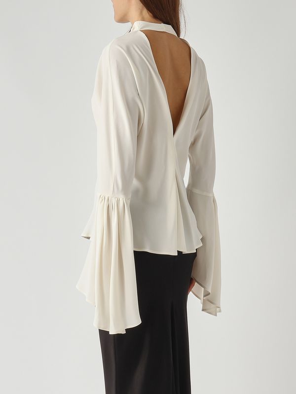 4. Blusa de mujer Bratz en crepé de China de mezcla de seda Blanco Pinko 105625a2s9