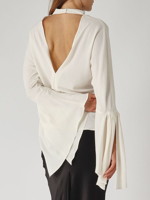 5. Blusa de mujer Bratz en crepé de China de mezcla de seda Blanco Pinko 105625a2s9