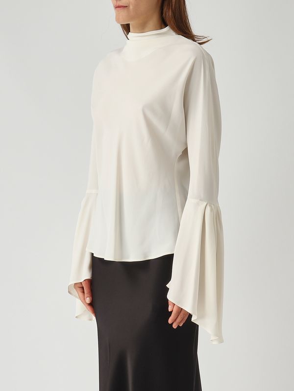 3. Blusa de mujer Bratz en crepé de China de mezcla de seda Blanco Pinko 105625a2s9