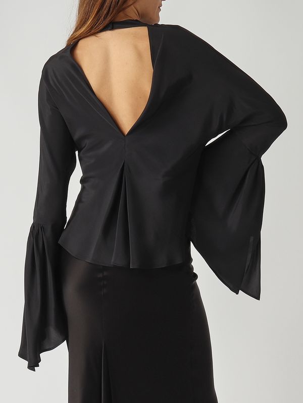 5. Blusa de mujer Bratz en crepé de China de mezcla de seda Negro Pinko 105625a2s9