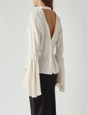 4. Blusa donna Bratz in crêpe de Chine di misto seta Bianco Pinko 105625a2s9