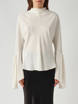 Blusa donna Bratz in crêpe de Chine di misto seta Bianco Pinko