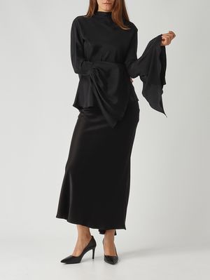 2. Blusa de mujer Bratz en crepé de China de mezcla de seda Negro