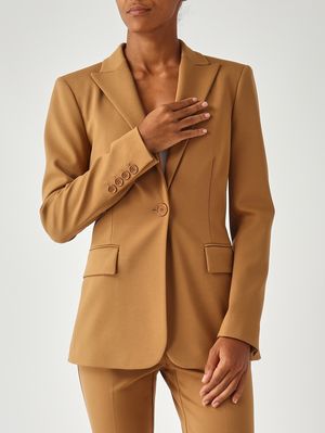 5. Blazer de mujer New Signum en tejido técnico de viscosa elástica Beige