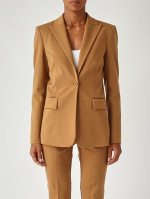 New Signum technical stretch viscose fabric blazer for women Beige Pinko