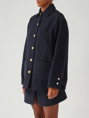 3. Veste Ghiacciolo en tweed de laine et coton mélangés pour femme Bleu Marine Pinko 105816a2vj