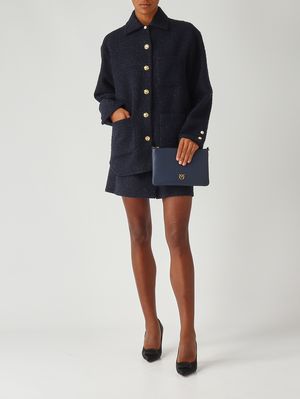 2. Veste Ghiacciolo en tweed de laine et coton mélangés pour femme Bleu Marine Pinko 105816a2vj