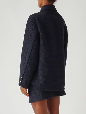 4. Veste Ghiacciolo en tweed de laine et coton mélangés pour femme Bleu Marine Pinko 105816a2vj