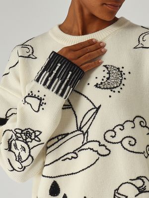 5. Damen Andros Pullover aus Merinowolle Weiß-Blau Pinko 105427a2pk