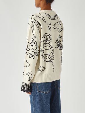 4. Damen Andros Pullover aus Merinowolle Weiß-Blau Pinko 105427a2pk