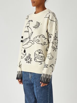 3. Damen Andros Pullover aus Merinowolle Weiß-Blau Pinko 105427a2pk