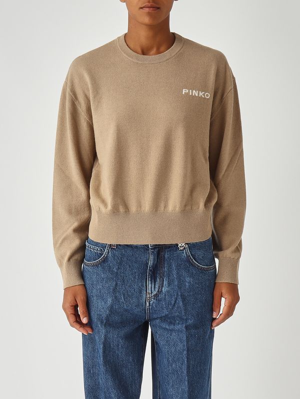 1. Pull Martinique en laine et cachemire pour femme Chameau-Ivoire Pinko 105561a2si