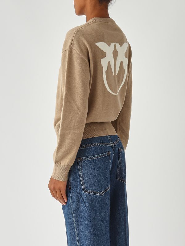 4. Pull Martinique en laine et cachemire pour femme Chameau-Ivoire Pinko 105561a2si