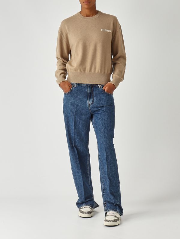 2. Pull Martinique en laine et cachemire pour femme Chameau-Ivoire Pinko 105561a2si