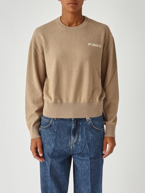 Pull Martinique en laine et cachemire pour femme Chameau-Ivoire Pinko