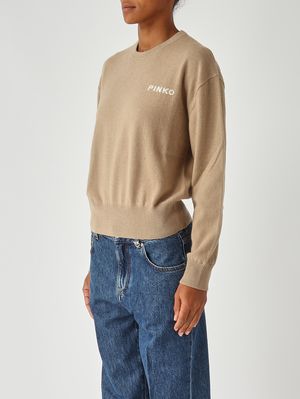 3. Pull Martinique en laine et cachemire pour femme Chameau-Ivoire Pinko 105561a2si