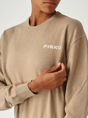 5. Pull Martinique en laine et cachemire pour femme Chameau-Ivoire Pinko 105561a2si