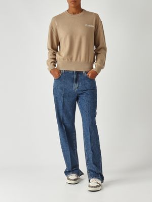 2. Pull Martinique en laine et cachemire pour femme Chameau-Ivoire Pinko 105561a2si