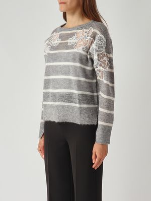 3. Women’s mohair-blend sweater Gray-White Twinset 252tp3252