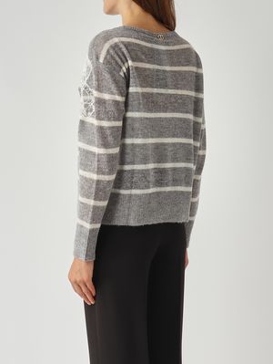 4. Women’s mohair-blend sweater Gray-White Twinset 252tp3252