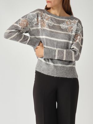 5. Women’s mohair-blend sweater Gray-White Twinset 252tp3252