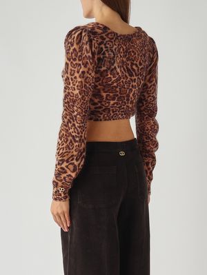 4. Damenpullover aus Woll-Mohair-Mix Animal-Print Twinset 252tp3592