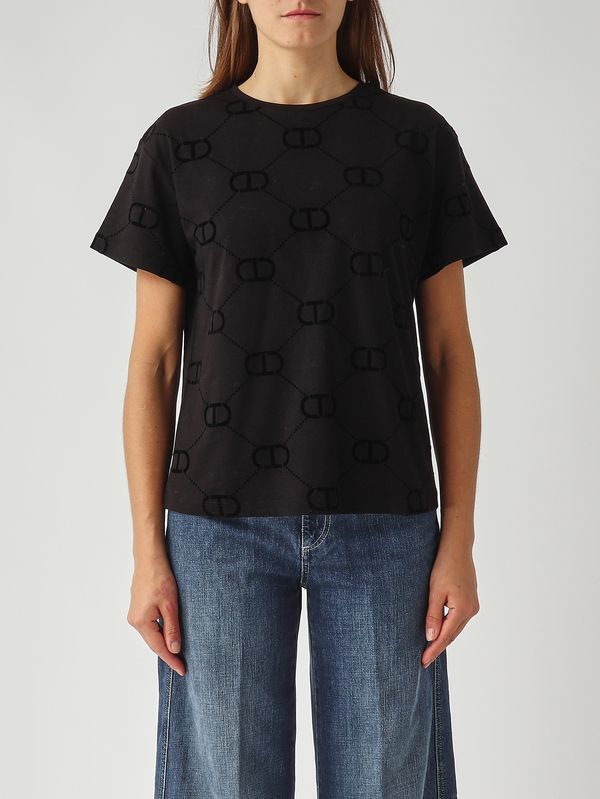 1. Women's cotton T-shirt Black Twinset 252tp2055