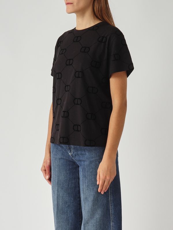 3. Women's cotton T-shirt Black Twinset 252tp2055