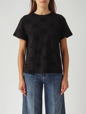 T-shirt donna in cotone Nero Twinset